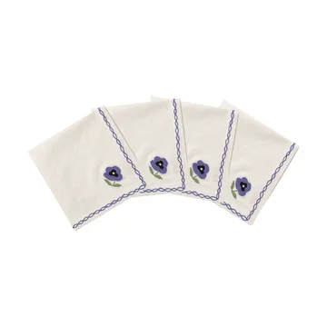 Madelen Möllard Pansy tovagliolo in cotone - Blue, confezione da 4, 45x45 cm - Pick a Poppy