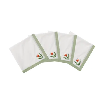 Madelen Möllard Tulip tovagliolo in cotone - Verde chiaro, set da 4, 45x45 cm - Pick a Poppy