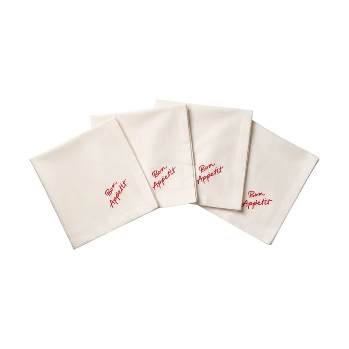 Quote tovagliolo in cotone - Rosso, 4 pezzi, 45x45 cm - Pick a Poppy