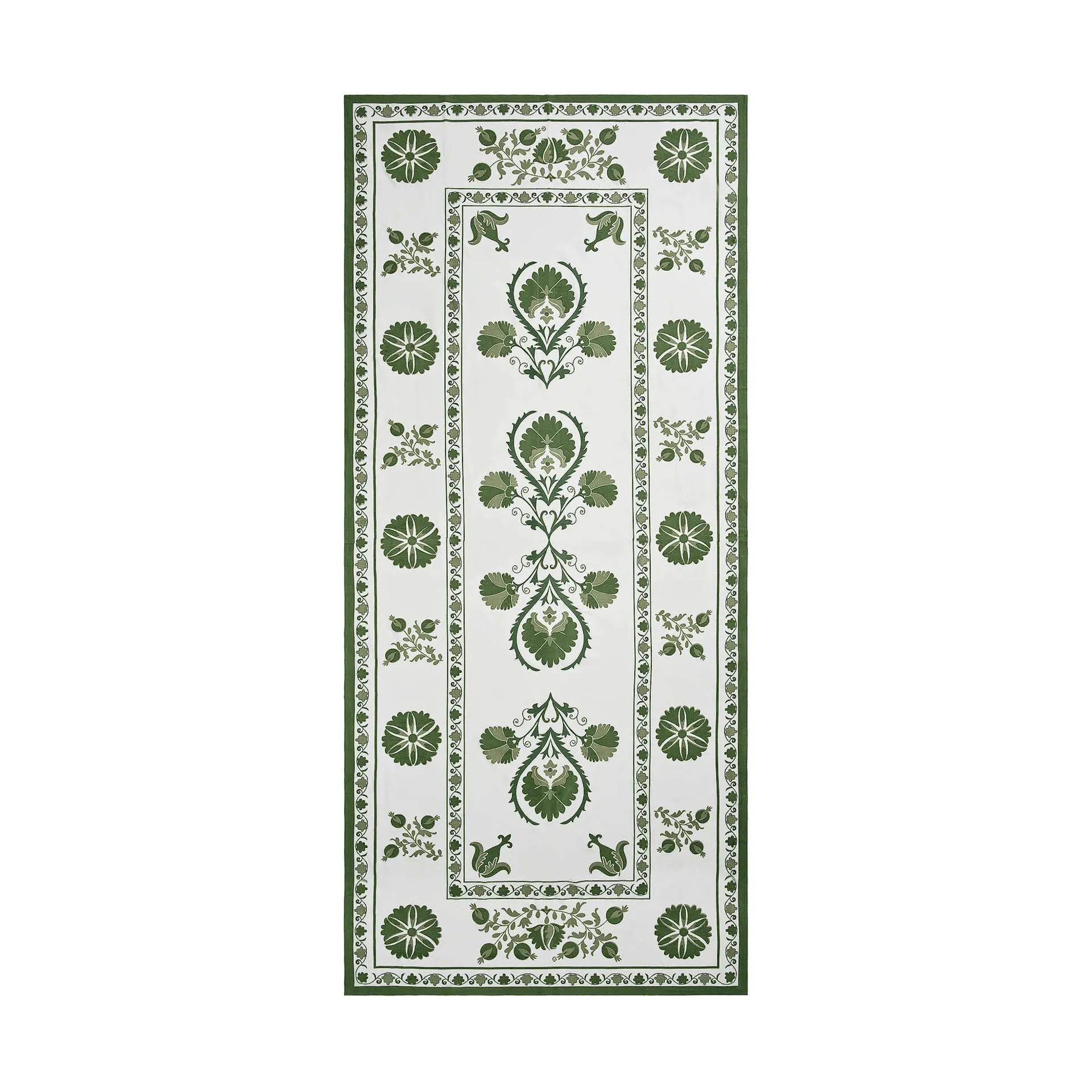 Suzani tovaglia, Green, 350x150 cm Pick a Poppy