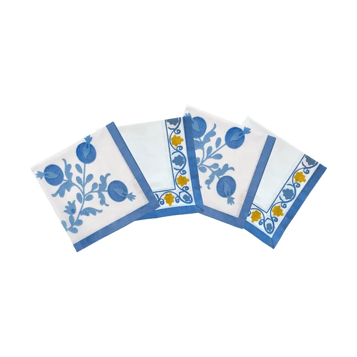 Suzani tovagliolo in cotone - Blue, confezione da 4, 45x45 cm - Pick a Poppy