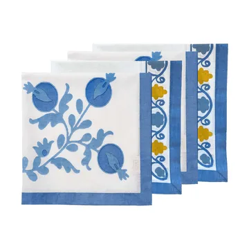Suzani tovagliolo in cotone - Blue, confezione da 4, 45x45 cm - Pick a Poppy