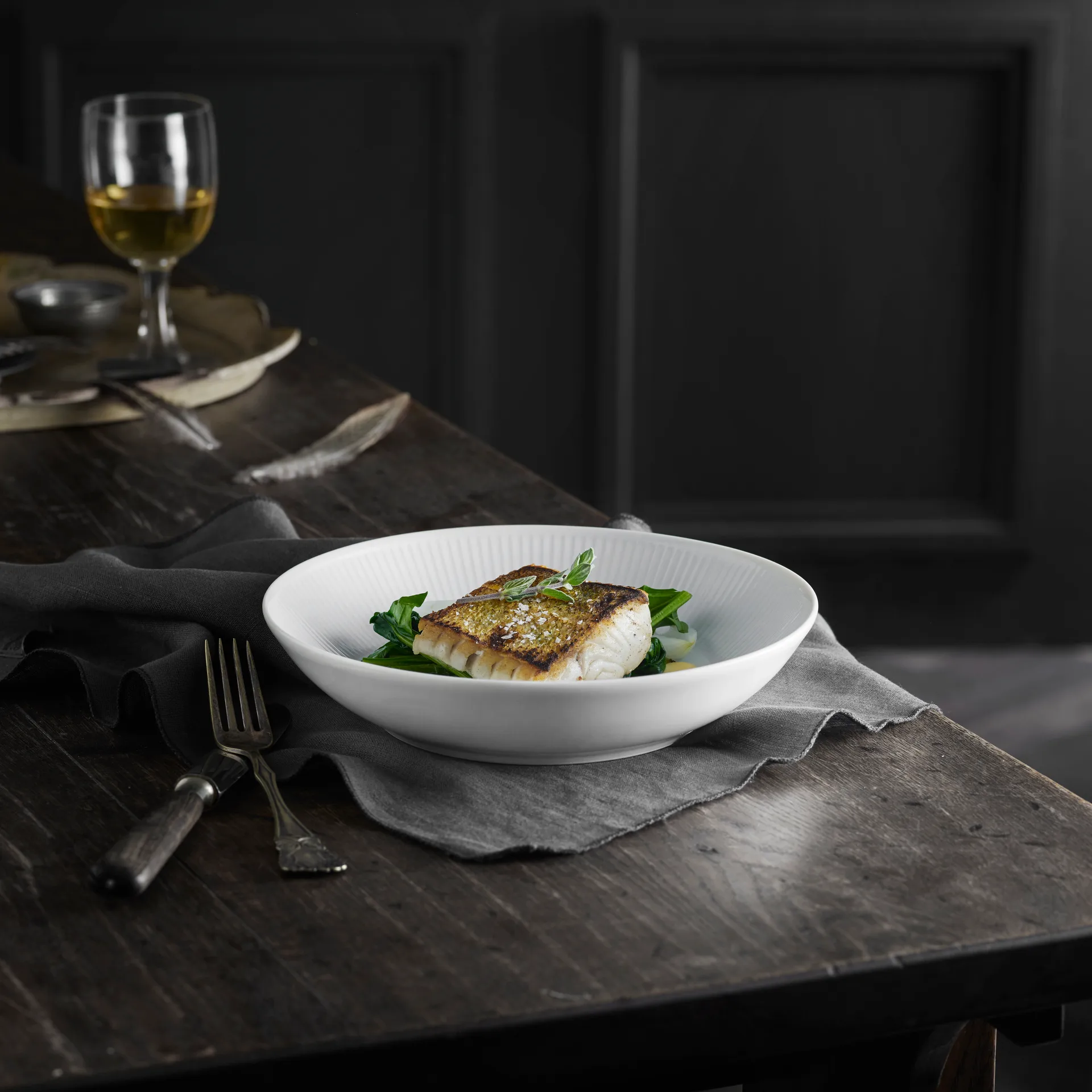 Piatto da pasta Plissé Ø 20 cm, Bianco Pillivuyt