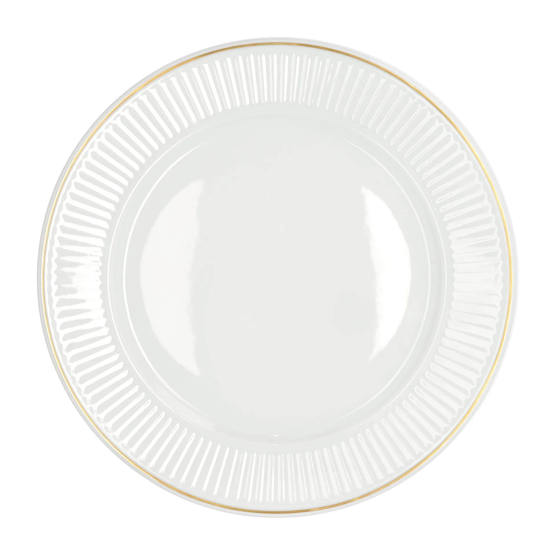 Piatto fondo plissettato con bordo dorato, Ø 22 cm, Bianco Pillivuyt
