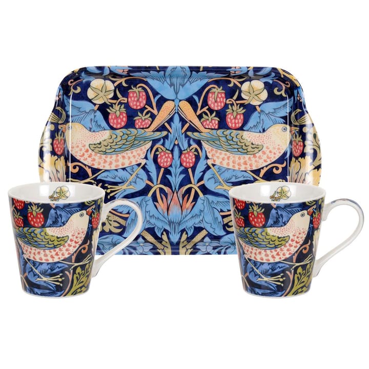 Set tazza e vassoio Strawberry Thief - Blu - Pimpernel