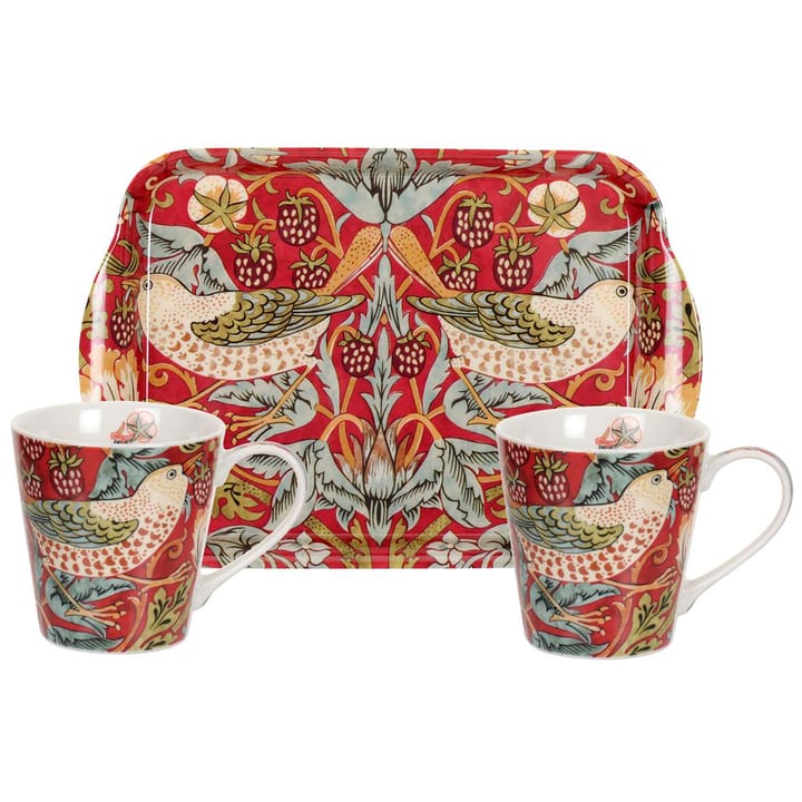 Set tazza e vassoio Strawberry Thief - Rosso - Pimpernel