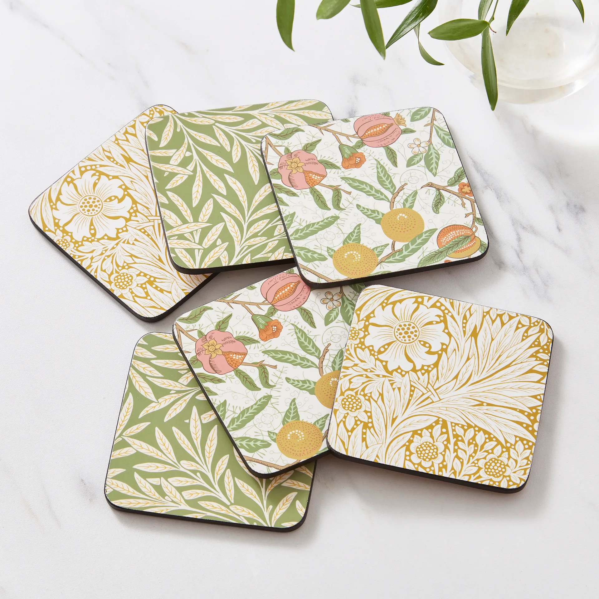 Sottobicchieri misti Morris & Co Simpley confezione da 6, Frutta, Salice, Calendula Pimpernel