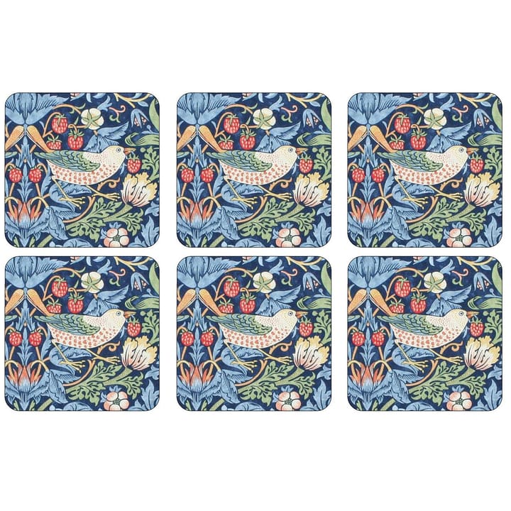 Sottobicchieri Strawberry Thief confezione da 6 - Blu - Pimpernel