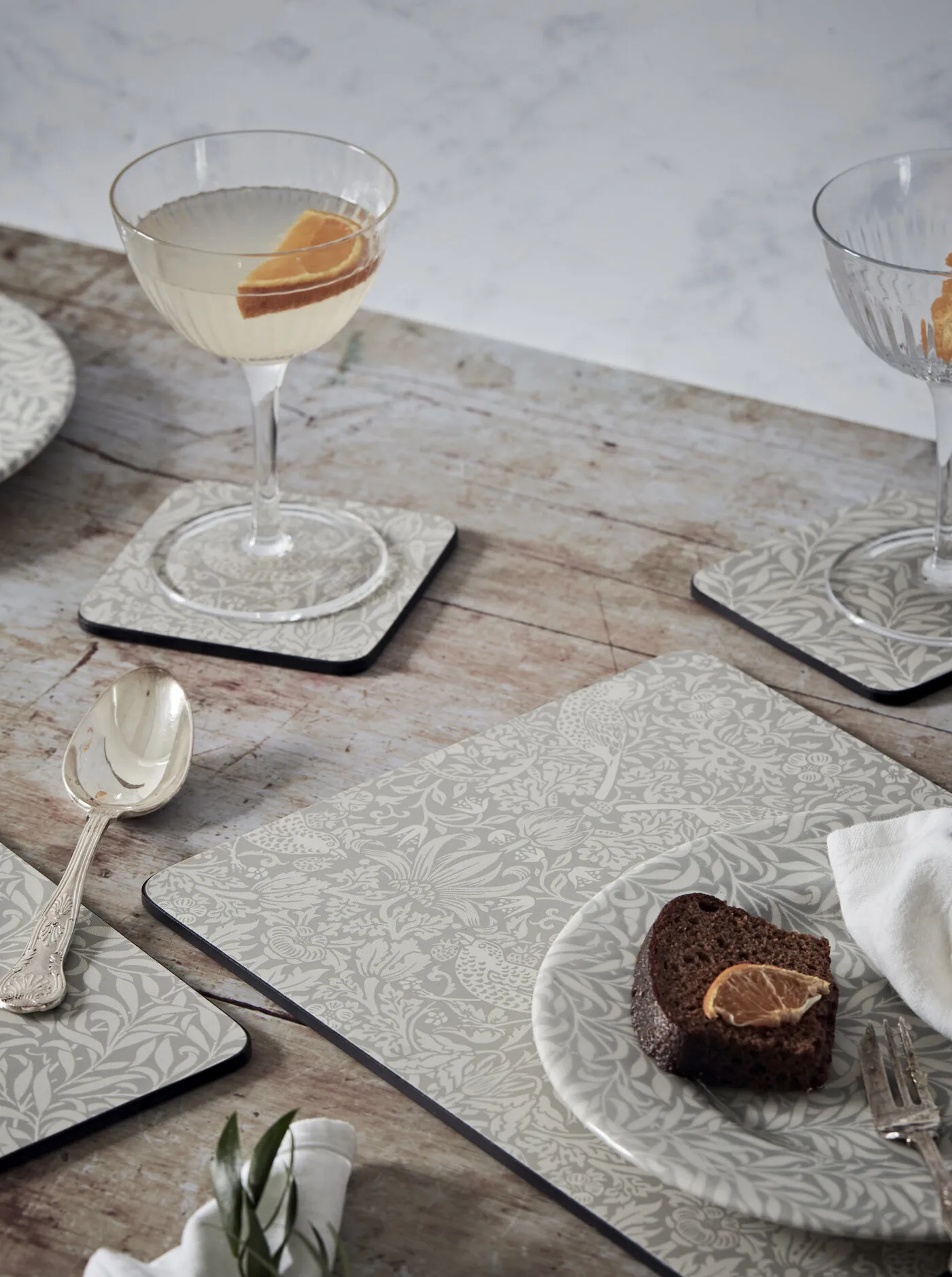 Sottobicchieri Strawberry Thief confezione da 6, Grigio Pimpernel