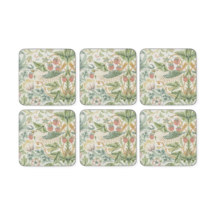 Sottobicchieri Strawberry Thief confezione da 6 - Verde - Pimpernel