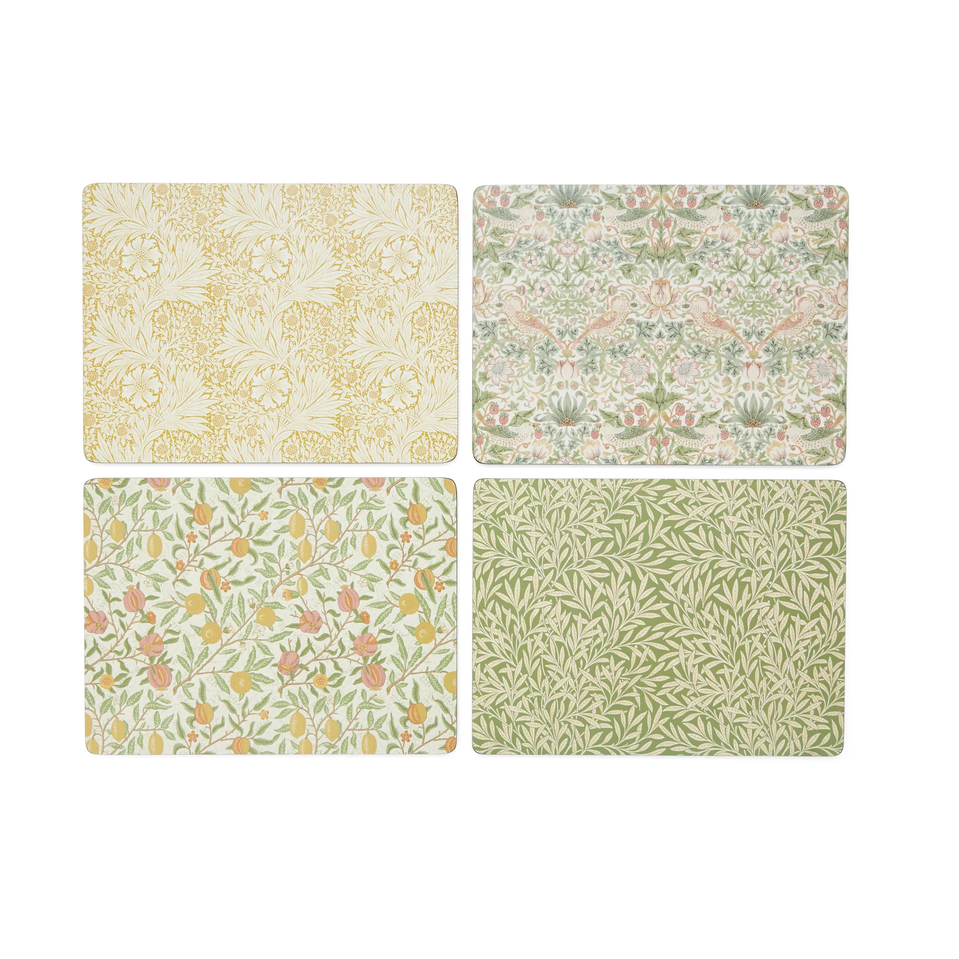 Tovaglietta Morris & Co Simpley mixed confezione da 4, Frutta, Salice, Strawberry Thief, Calendula Pimpernel