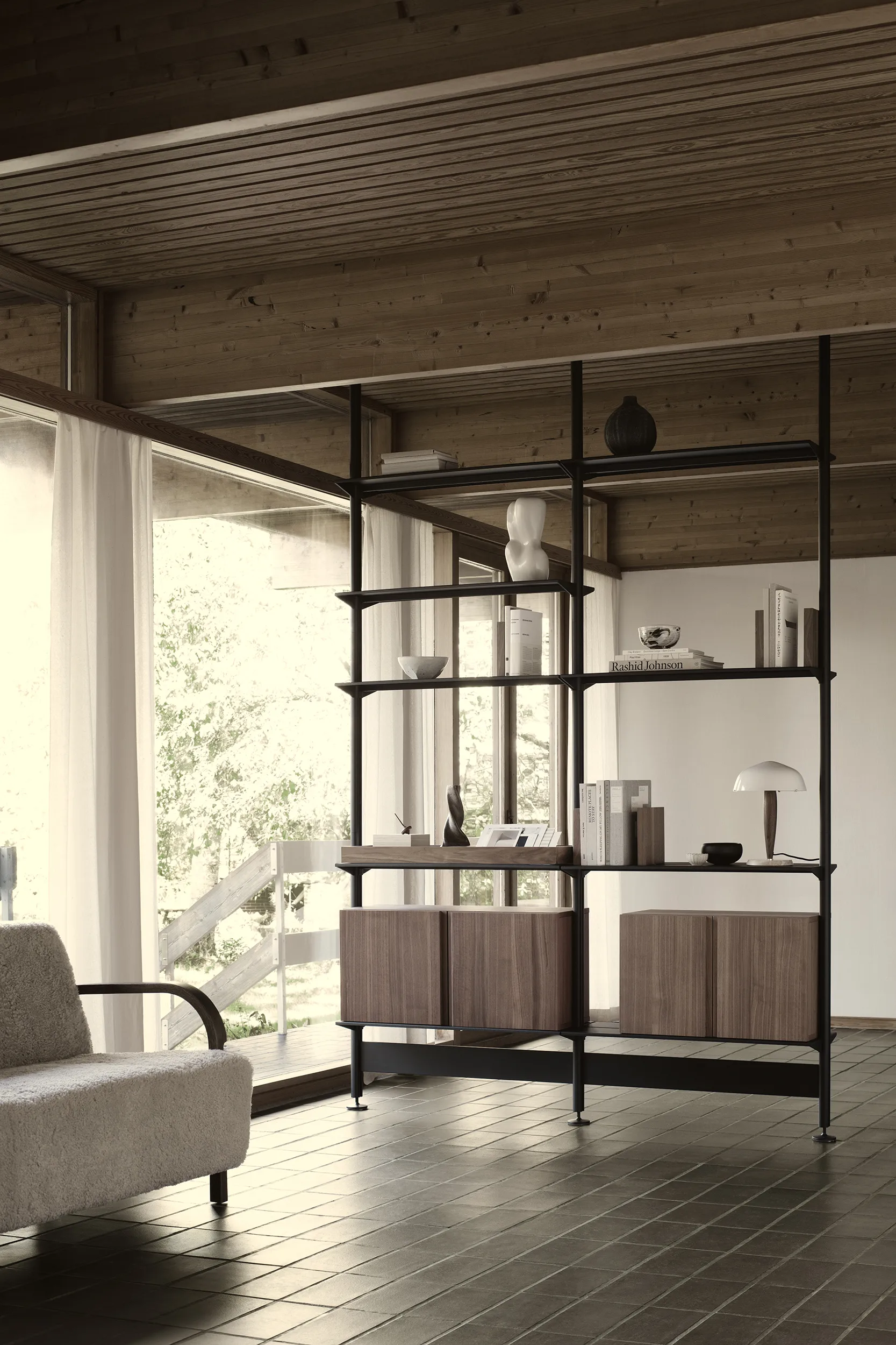Pira G2 sistema di scaffalature F C A Black/Walnut 256-264 cm,  Pira
