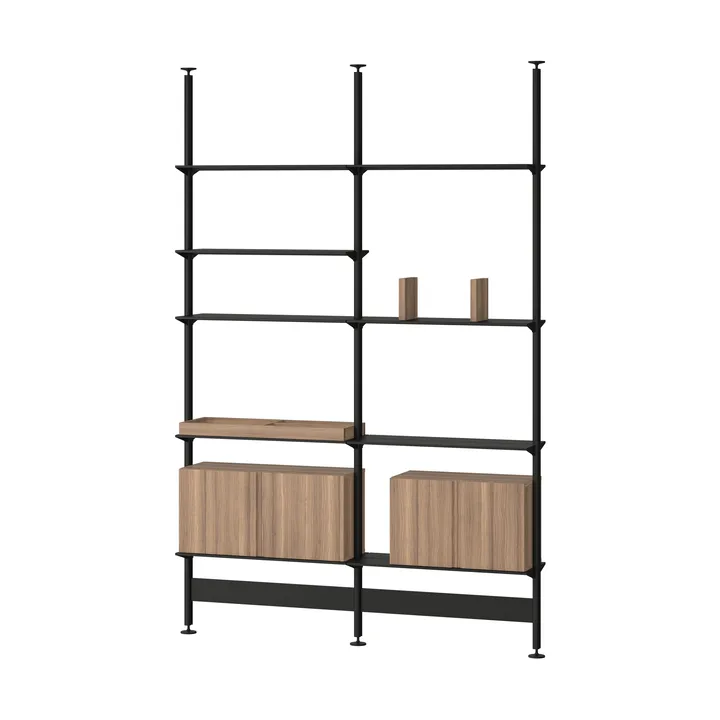 Pira G2 sistema di scaffalature F C A Black/Walnut 256-264 cm - Pira