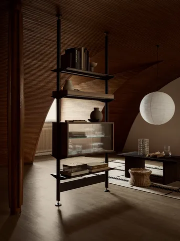 Vetrina Pira - Noce-vetro scanalato, 70x31 cm, schienale in vetro - Pira