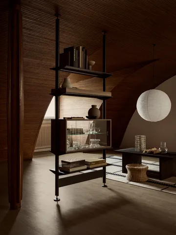 Vetrina Pira - Noce-vetro trasparente, 70x31 cm, 4 porte - Pira