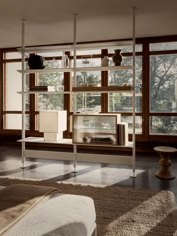 Vetrina Pira - Rovere sbiancato-vetro scanalato, 70x31 cm, 4 porte - Pira