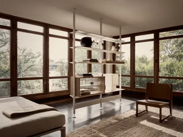 Vetrina Pira - Rovere sbiancato-vetro scanalato, 70x31 cm, schiena in vetro - Pira