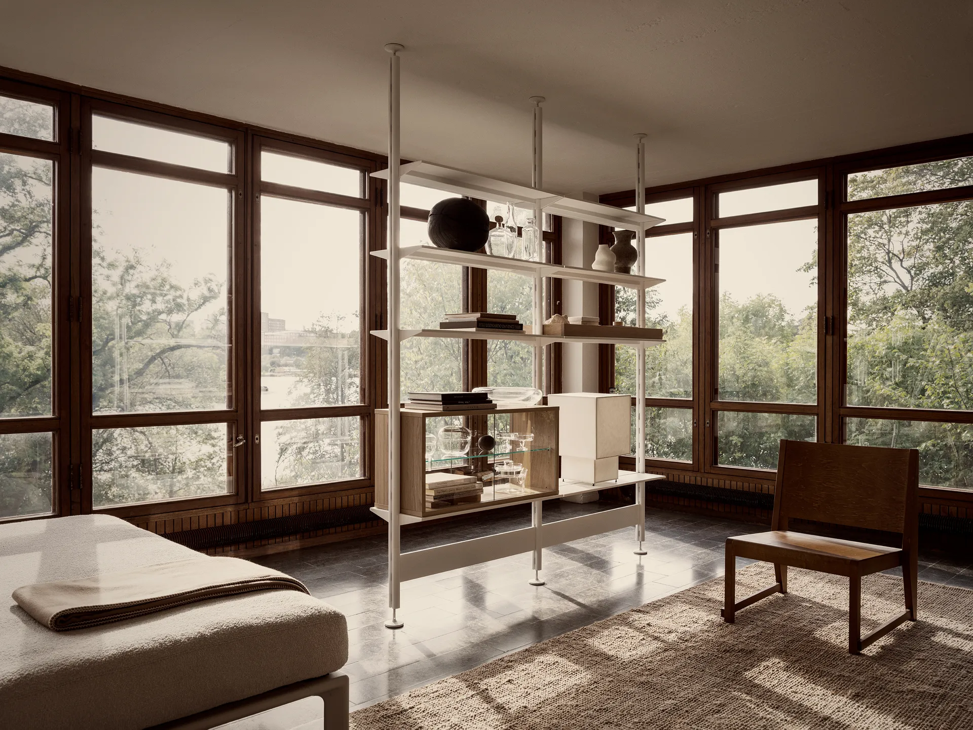 Vetrina Pira, Rovere sbiancato-vetro trasparente, 90x31 cm, schiena in vetro Pira