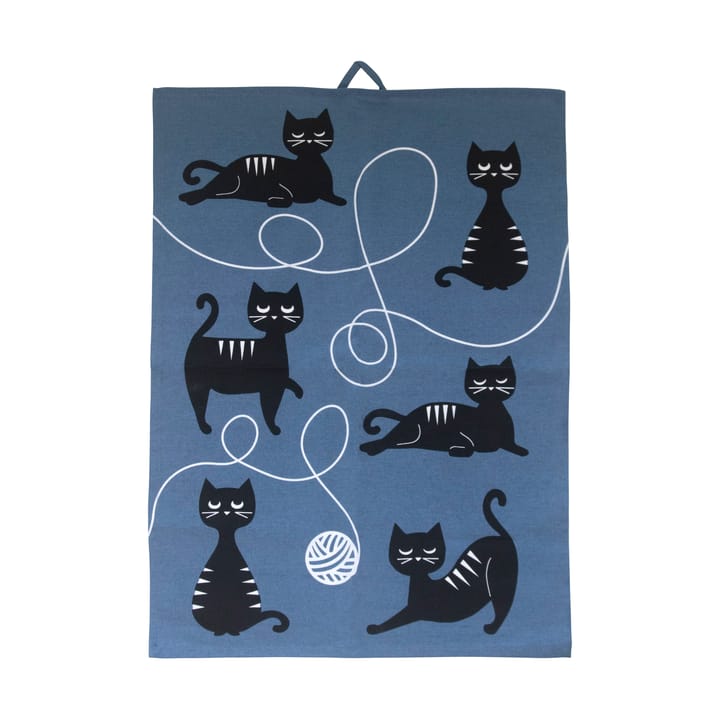 Asciugamano da cucina Kattfamiljen 50x70 cm, Blu-nero-bianco Pluto Design