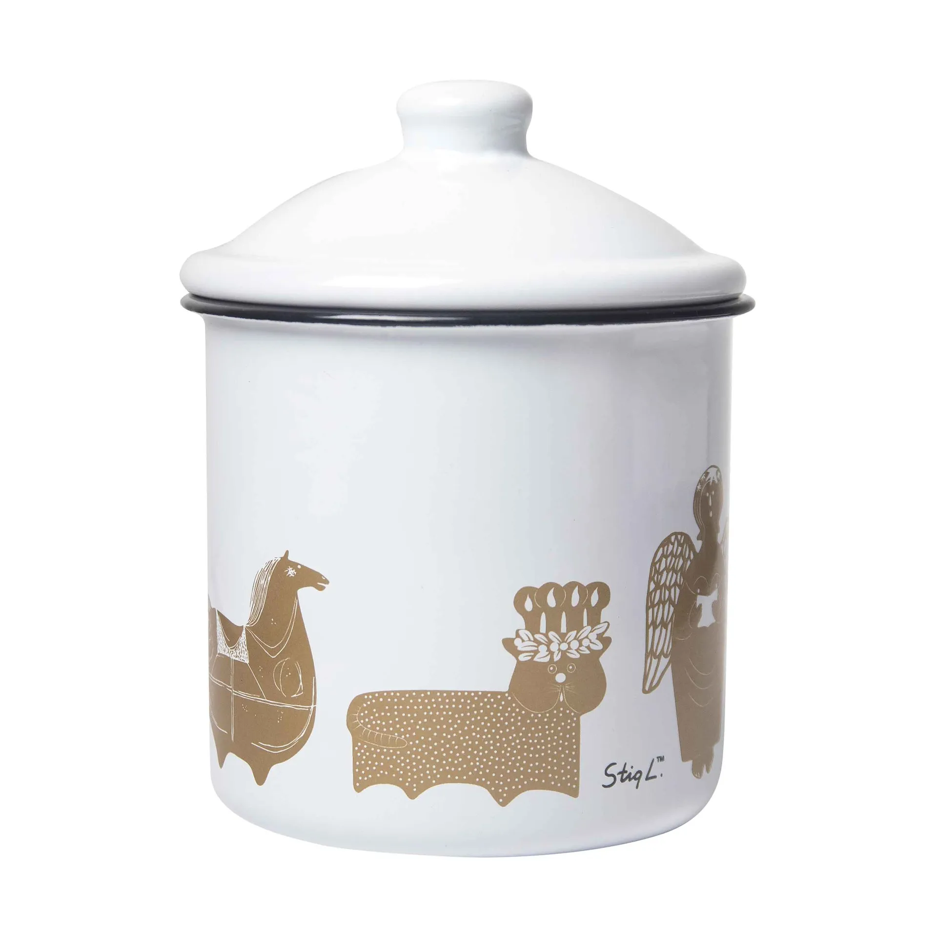 Barattolo Stig L Gingerbread, Bianco-oro Pluto Design
