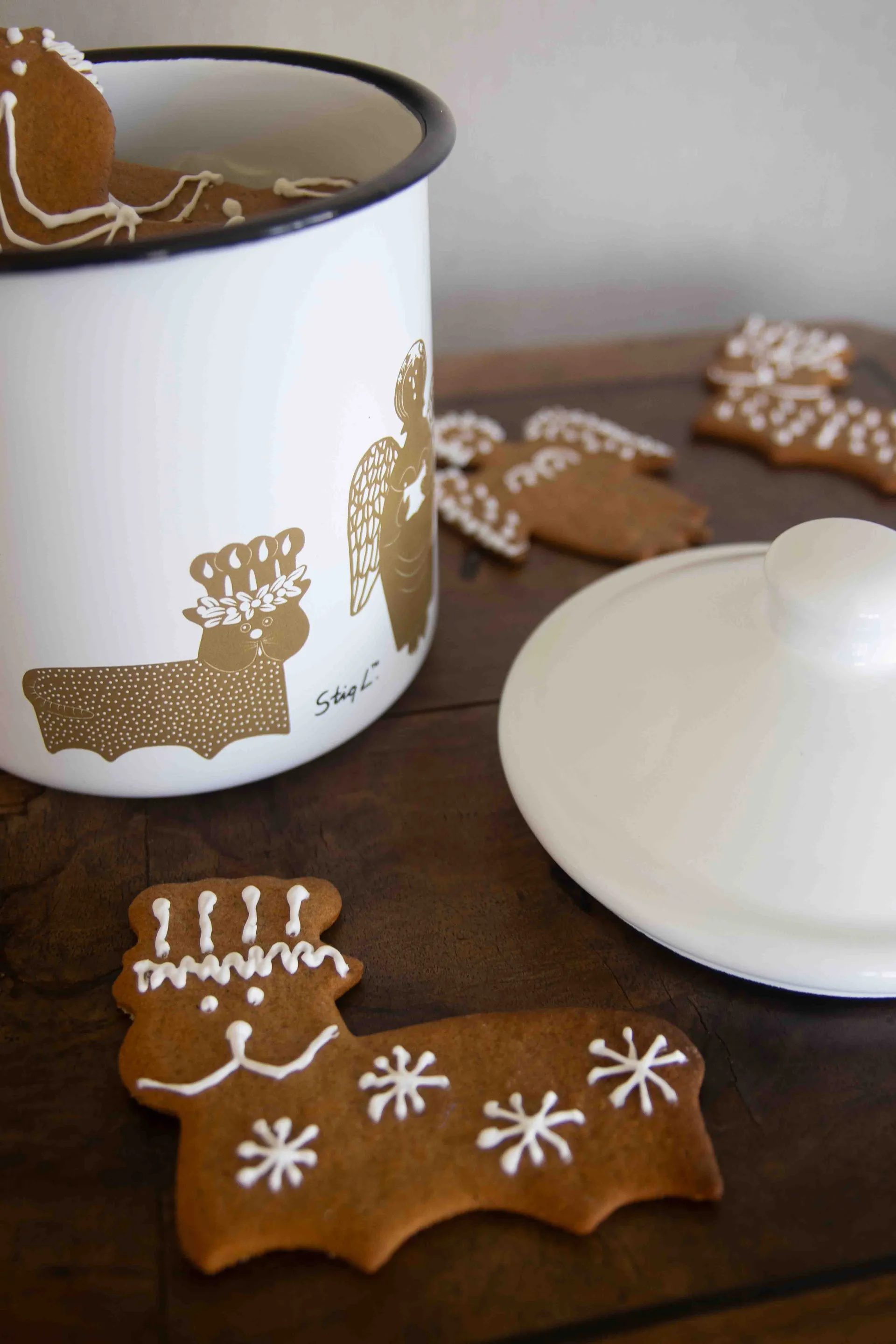 Barattolo Stig L Gingerbread, Bianco-oro Pluto Design