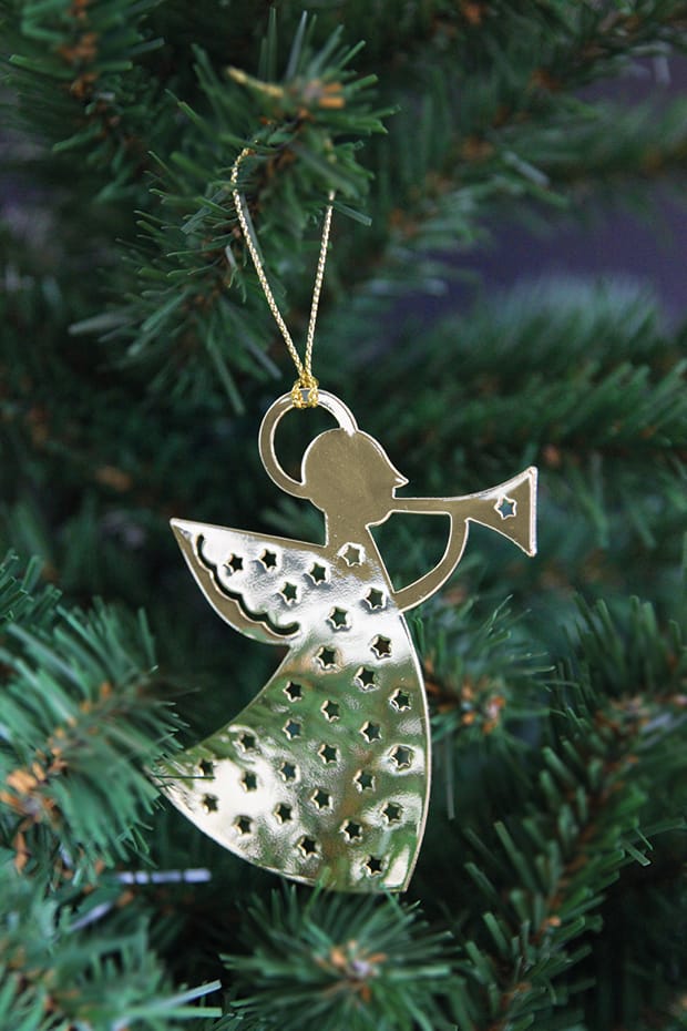 Ciondolo per albero di Natale in metallo Pluto, Angelo con trombetta, color oro Pluto Design