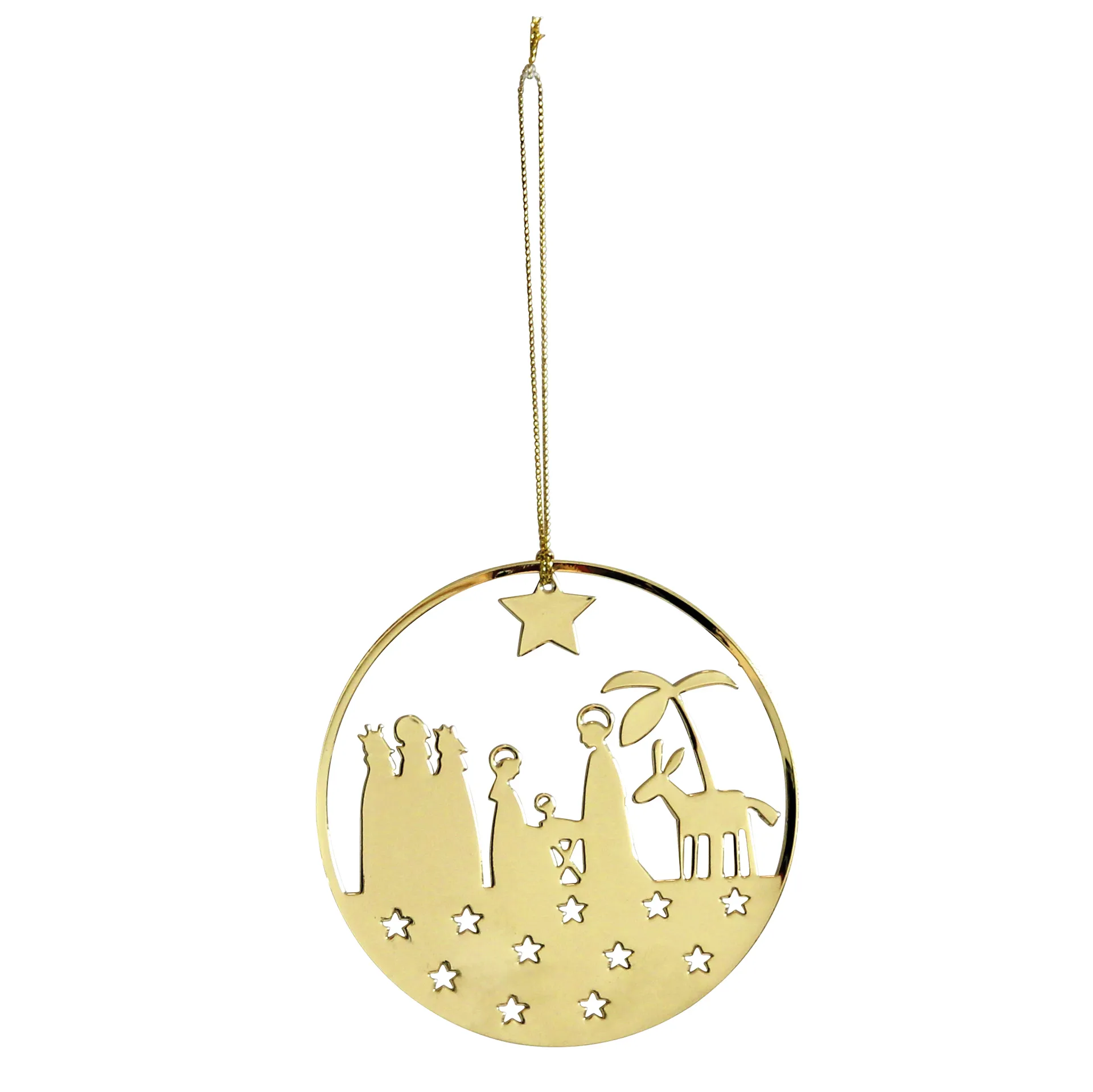 Ciondolo per albero di Natale in metallo Pluto, presepe, color oro Pluto Design