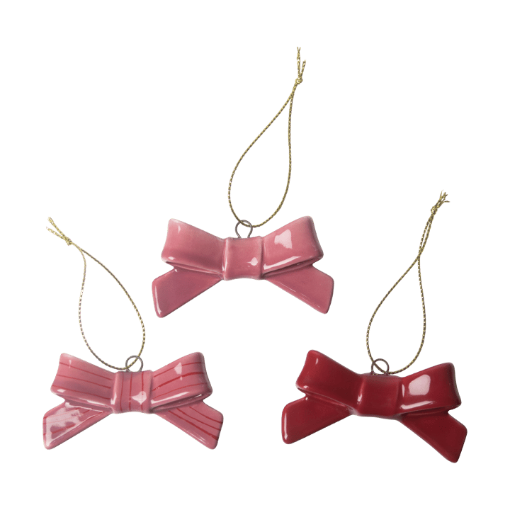 Decorazione Bow 3 pezzi - Rosso-rosa - Pluto Design