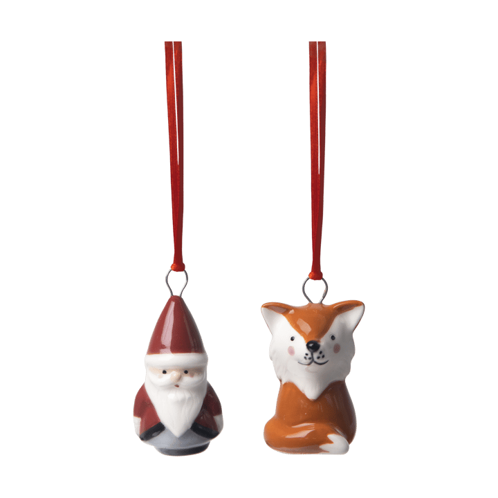 Decorazioni Fox & Santa 2 pezzi - Rosso-bianco-marrone - Pluto Design