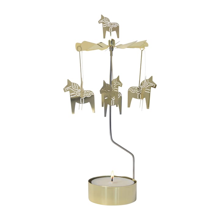 Giostrina portacandele Cavallo Dala, grande, 25 cm - Oro - Pluto Design