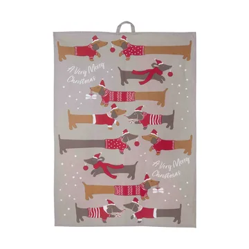 Jolly dogs strofinaccio da cucina 50x70 cm - Rosso-grigio - Pluto Design