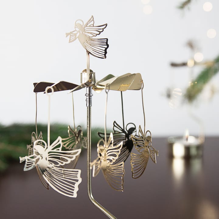 Portacandela con carillon "angeli che volano", Oro Pluto Design
