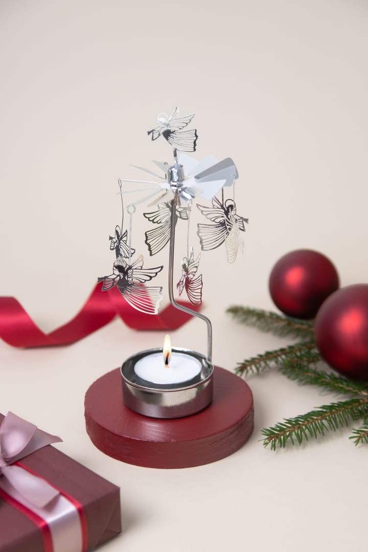Portacandela con carillon "angelo che vola", Silver Pluto Design