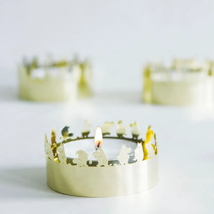 Portacandele inciso Moomin, Oro Pluto Design