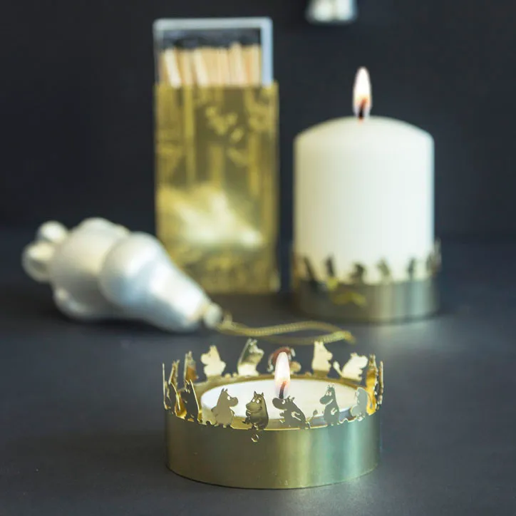 Portacandele inciso Moomin, Oro Pluto Design