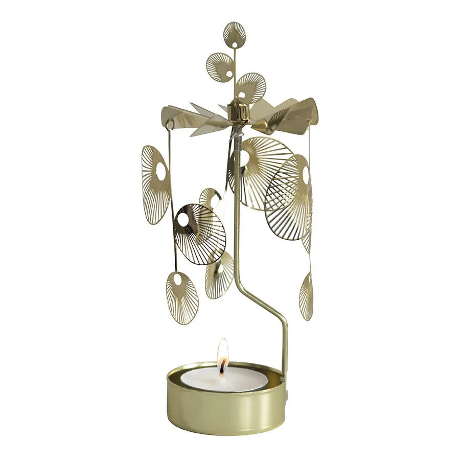 Portacandele Sun Rotary, Oro Pluto Design