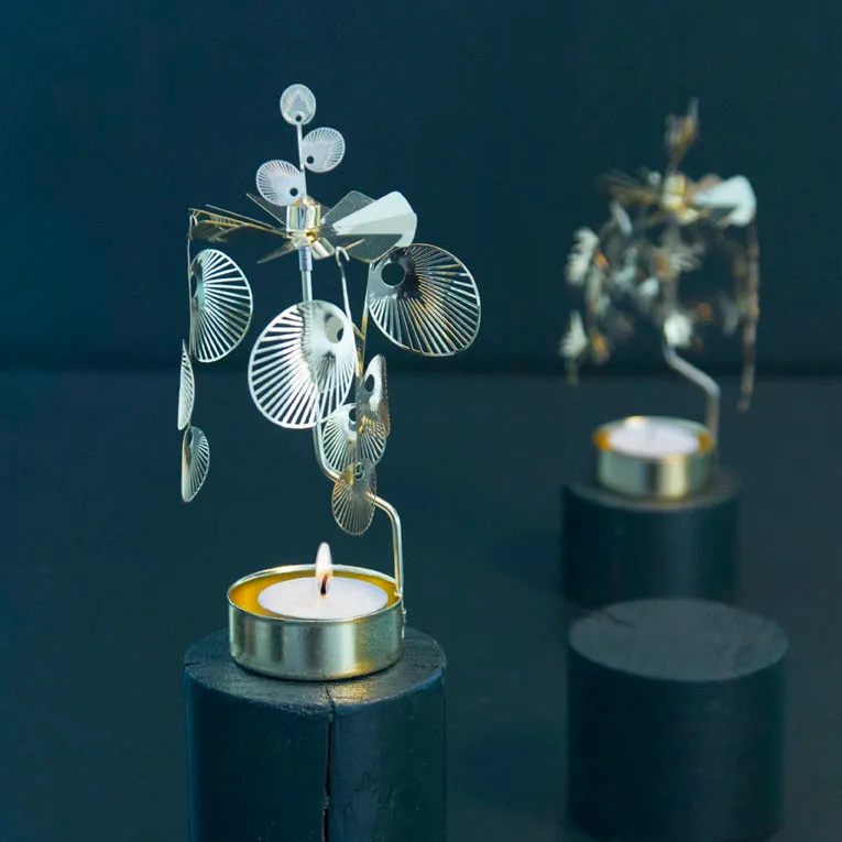 Portacandele Sun Rotary, Oro Pluto Design