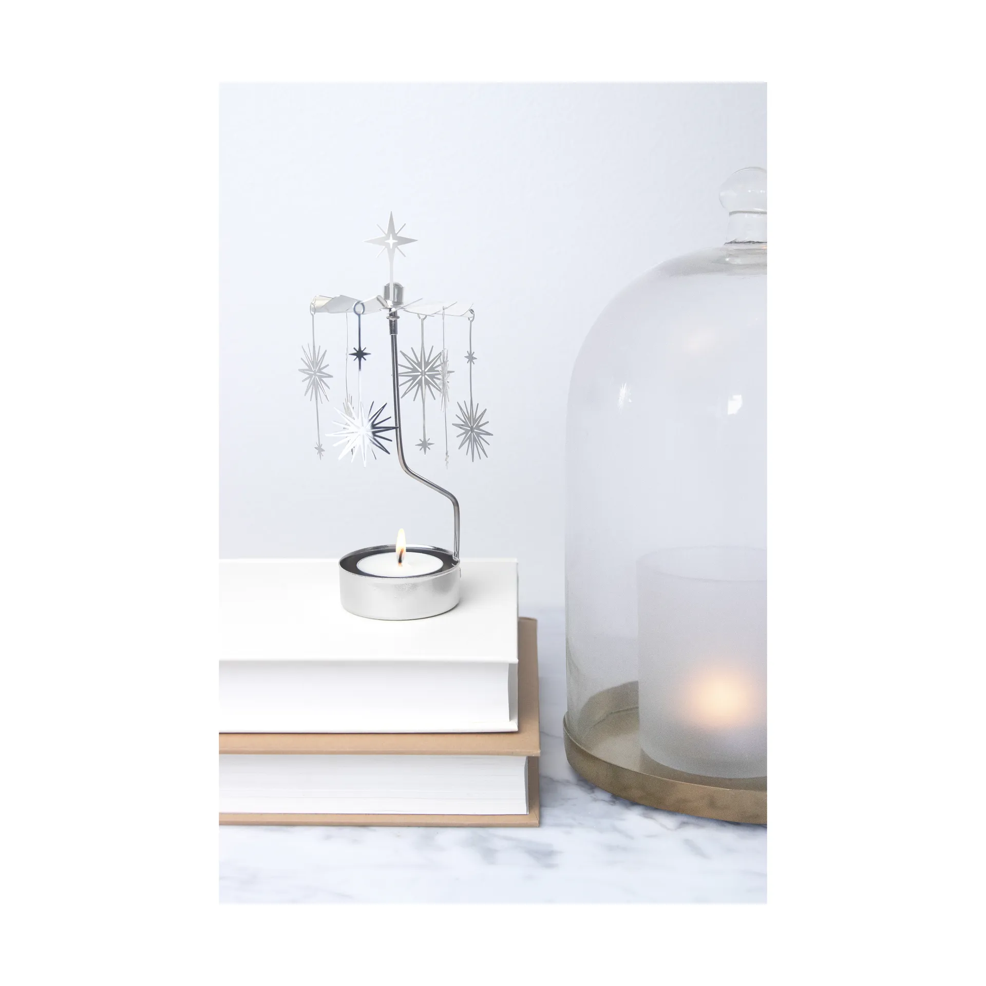 Portacandele Supernova, Metallo argento Pluto Design