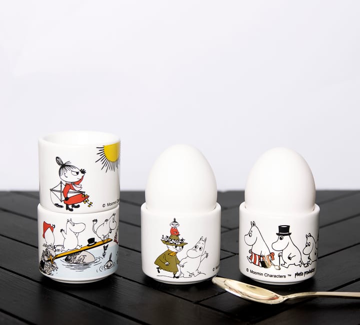 Portauovo Moomin colour 4 pezzi, Bianco con motivo Pluto Design