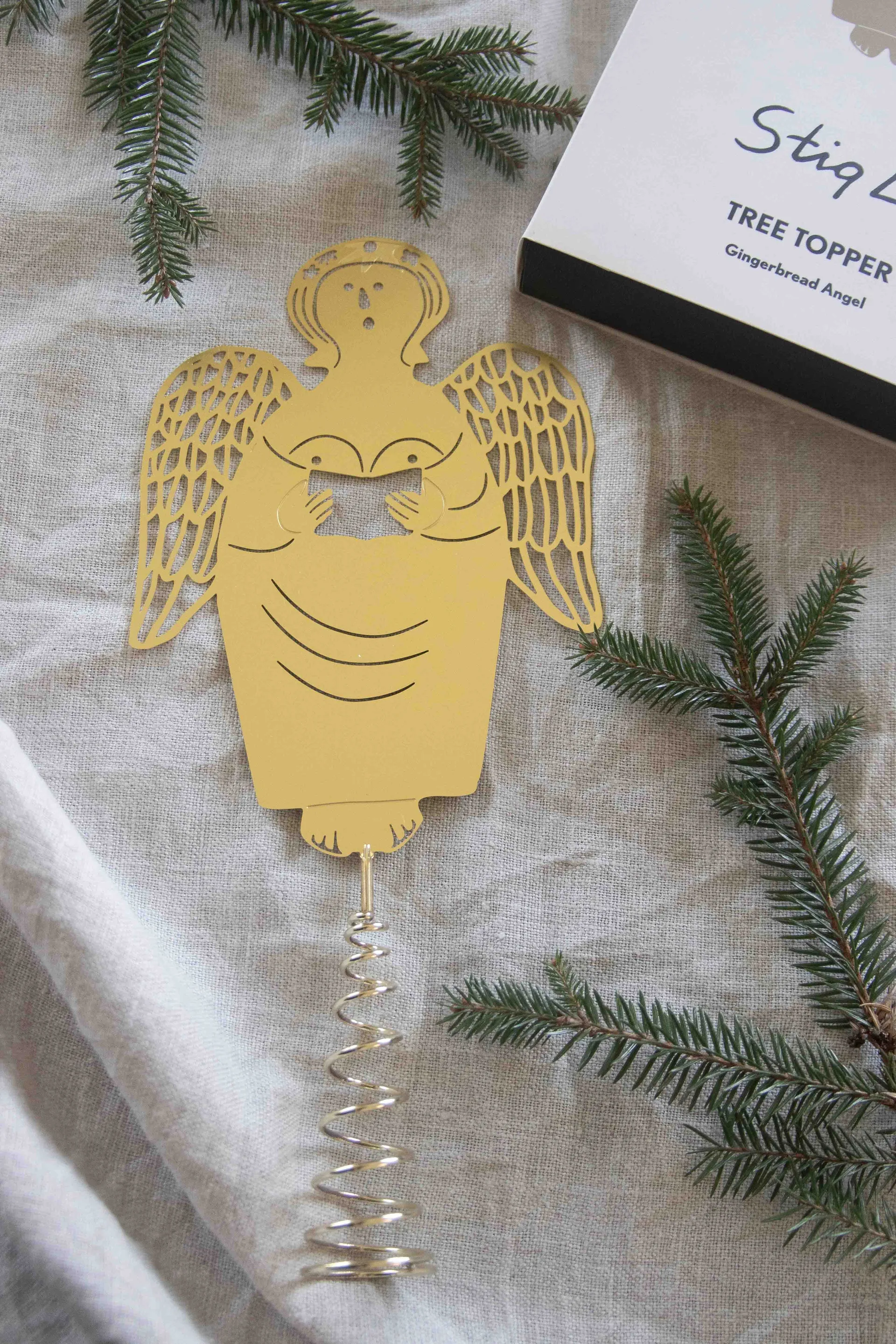 Puntale Stig L gingerbread angel tree topper, Ottone Pluto Design