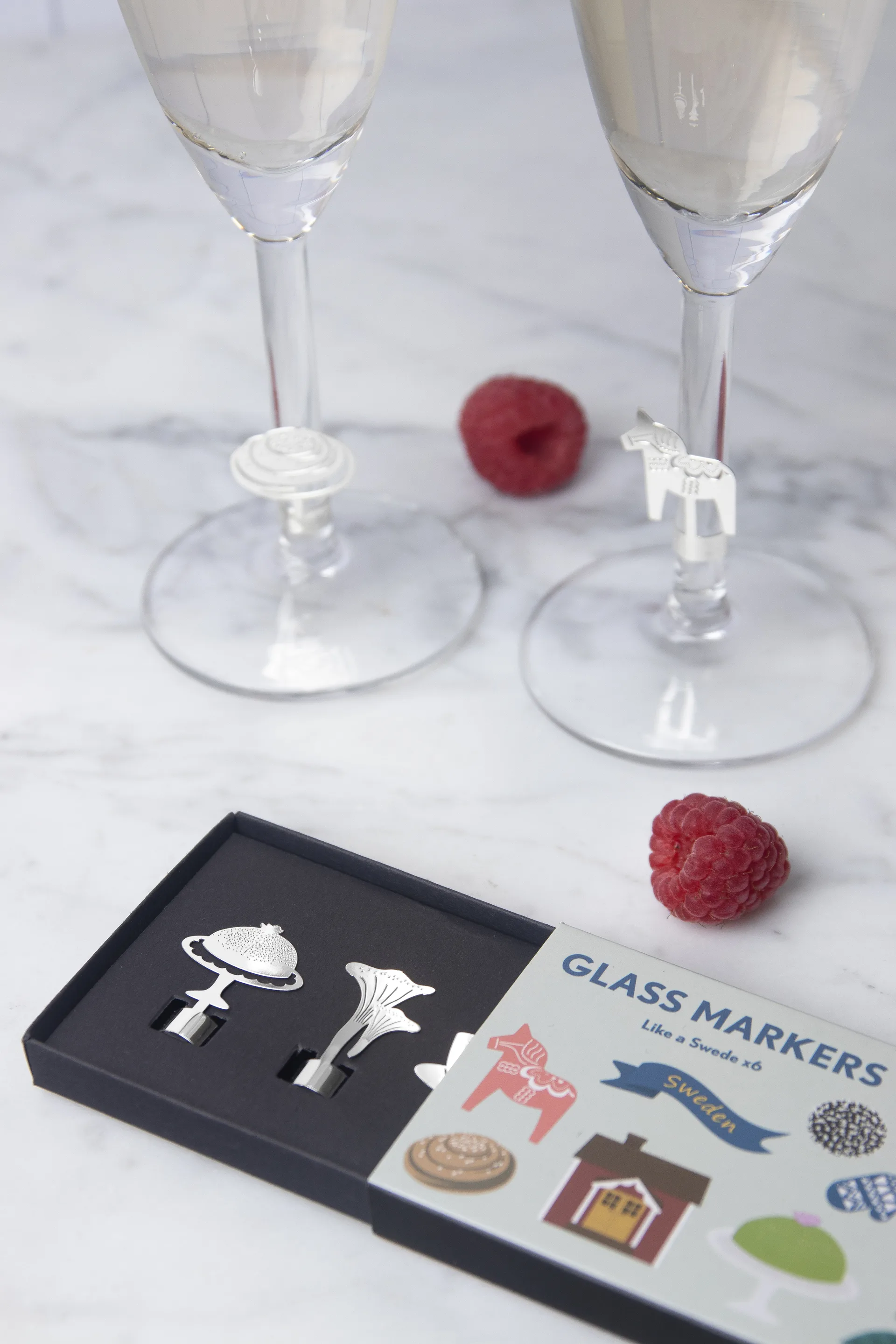 Segnabicchiere Like a swede 6 pezzi, Metallo argento Pluto Design