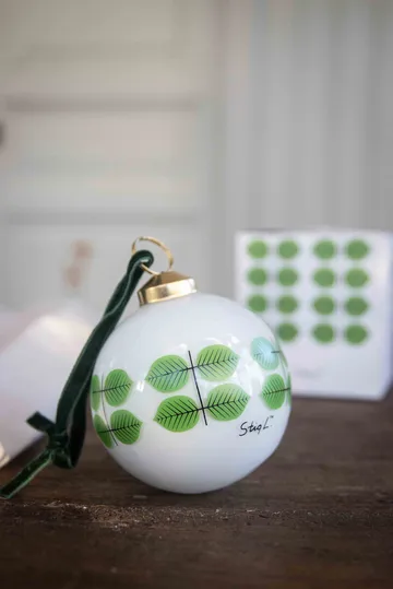 Stig L Berså pallina per albero di Natale Ø8 cm - Bianco-verde - Pluto Design