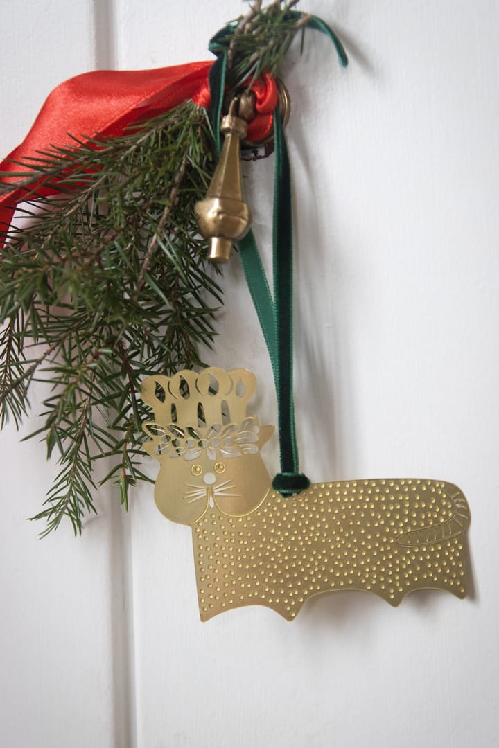 Stig L gatto di pan di zenzero decorazione da appendere, Oro-ottone Pluto Design