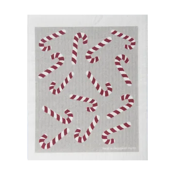 Strofinaccio Candy cane 17x20 cm - Bianco-grigio-rosso - Pluto Design
