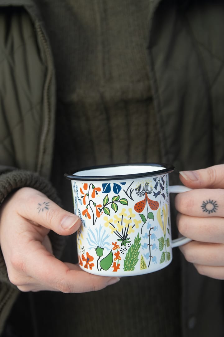 Tazza smaltata Herbarium, Bianco-multicolor Pluto Design