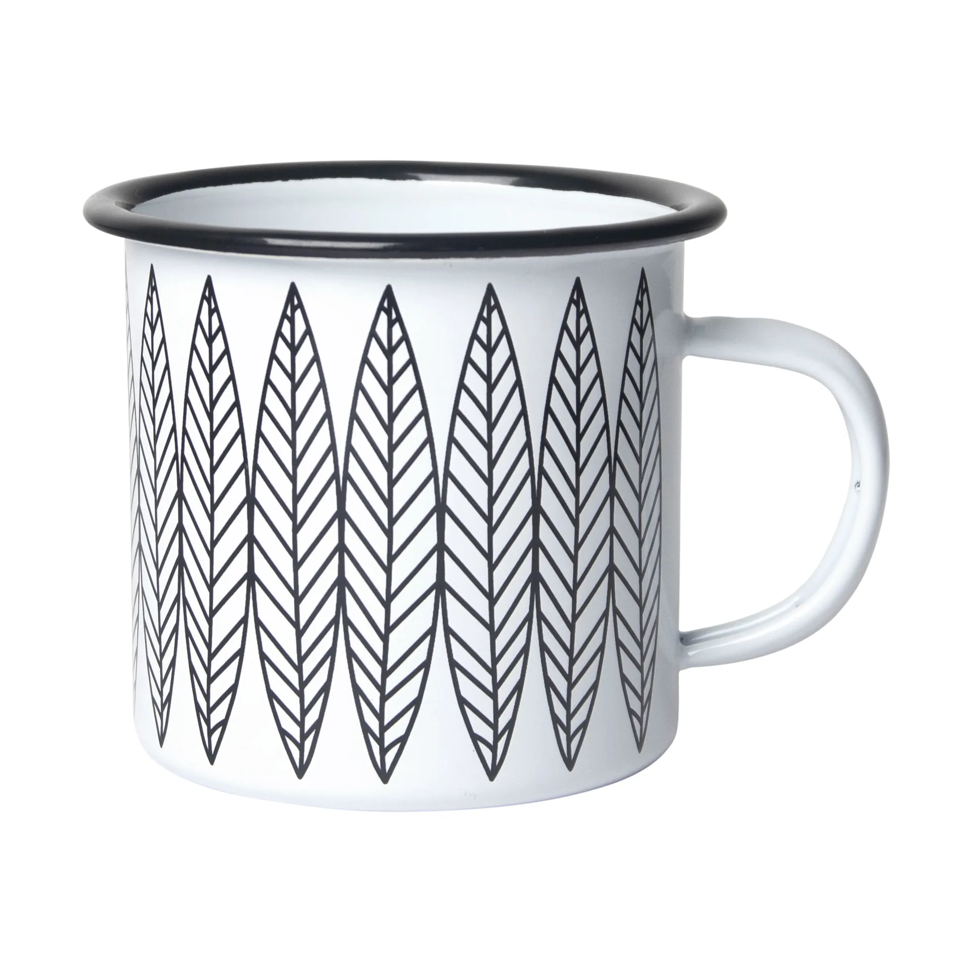 Tazza smaltata Salix, Bianco-nero Pluto Design