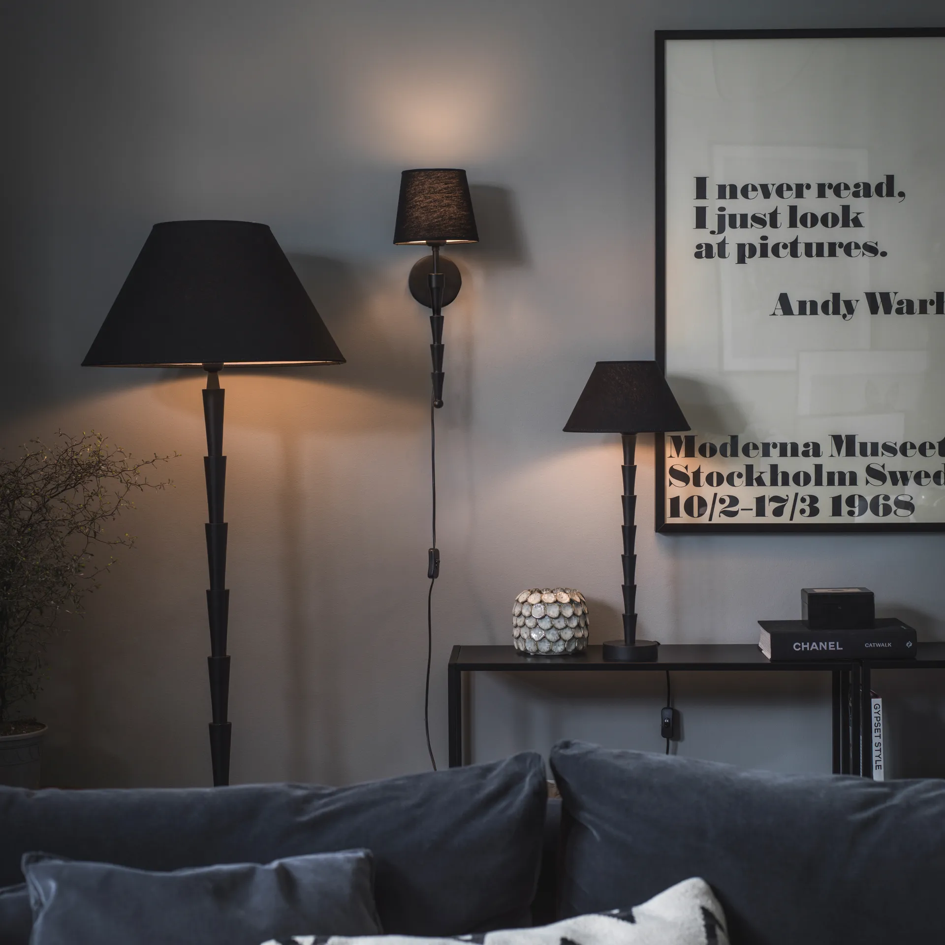 Lampada da parete Chloe 38 cm, nero opaco PR Home