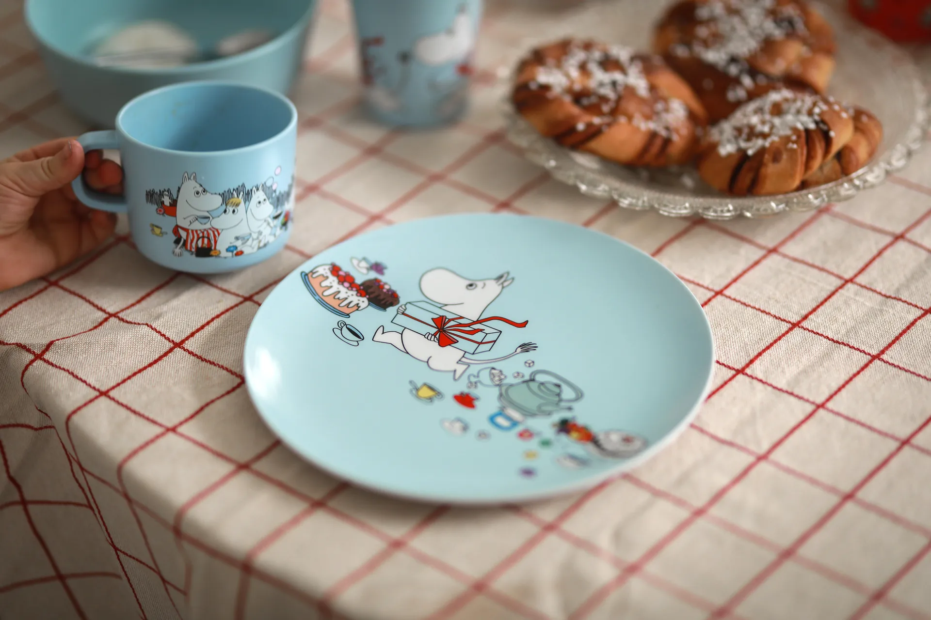 Piatto piano Mumin Picknick Ø19,5 cm, Azzurro  Rätt Start