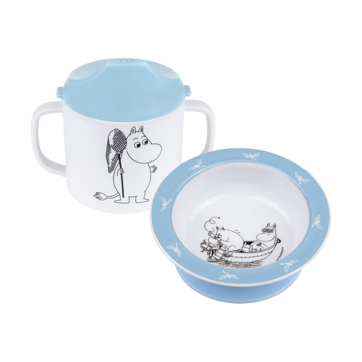 Tazza con beccuccio & piatto a ventosa Mumin Acqua & Bagno  - Blu - Rätt Start