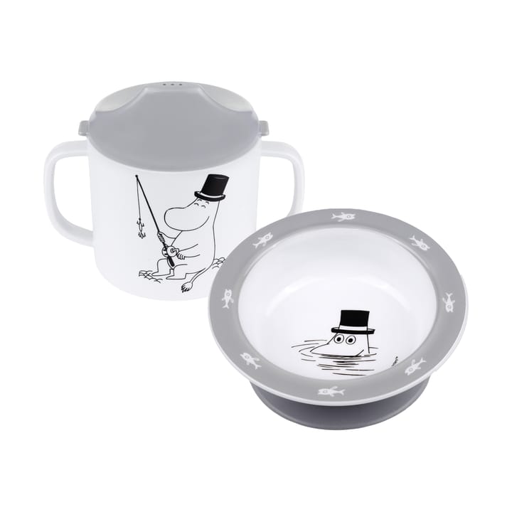 Tazza con beccuccio & piatto a ventosa Mumin Acqua & Bagno  - Grigio - Rätt Start